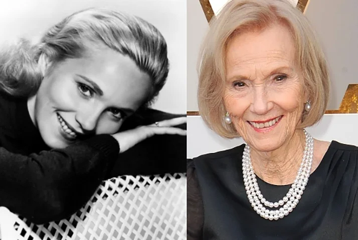 Eva Marie Saint - Nasceu em 4/7/1924 em Nova Jersey (EUA). Uma das belas loiras da Era de Ouro de Hollywood, Oscar pela atuação em "Sindicato de Ladrões", ao lado de Marlon Brando (1954). -domínio público e reprodução adorocinema Montagem Flipar
