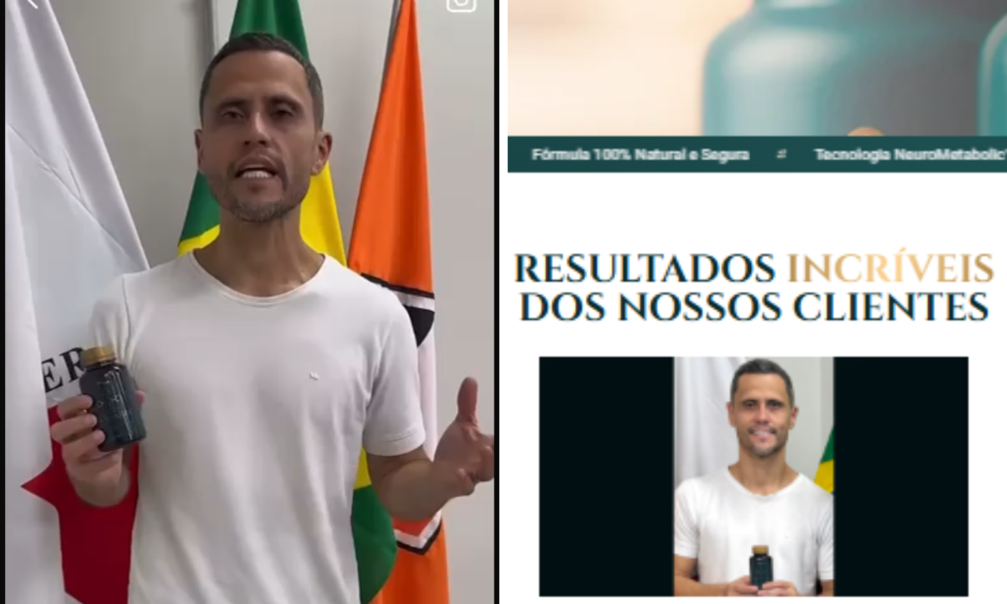 Prefeito faz propaganda de suplemento dentro da prefeitura e é denunciado - Print do site de suplemento