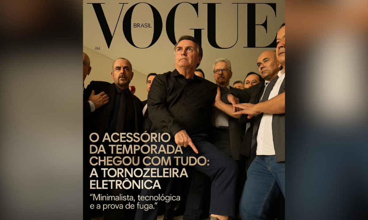 Montagem de Bolsonaro com tornozeleira foi feita com inteligência artificial -  (crédito: Reprodução/Redes Sociais)
