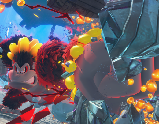 O poder Bananza torna DK mais poderoso, assim ele consegue destruir materiais mais resistentes com a força dos punhos.