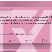 USAID financiou projetos sociais no Brasil e não a imprensa - Reprodução/Comprova
