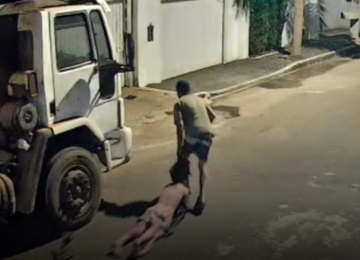 Homem flagrado arrastando mulher pelos cabelos é preso tentando fugir -  (crédito: Reprodução/Redes sociais)