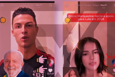 Os jogadores de futebol Cristiano Ronaldo e Lionel Messi, assim como a atriz Bruna Marquezine, não declararam apoio ao presidente -  (crédito: Reprodução/Comprova)