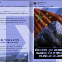 Governo brasileiro não vendeu minas de níquel à China - Reprodução/Comprova