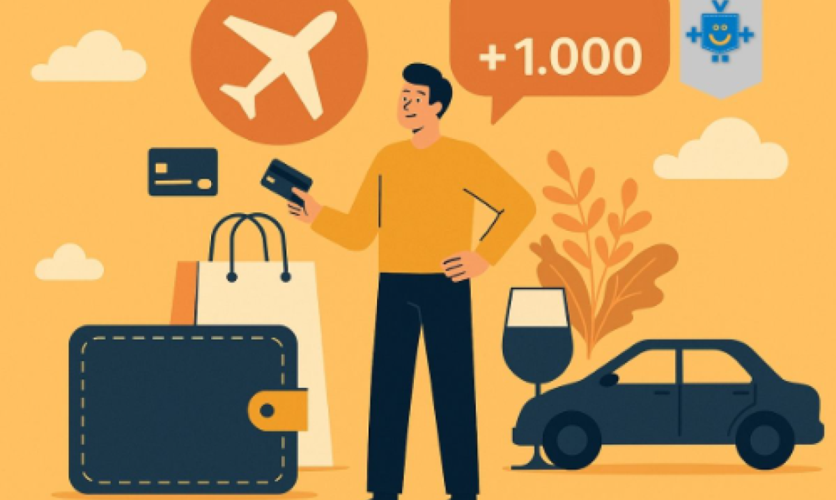 Homem em shopping com cartão de crédito acumulando pontos em programa de milhagem para viagens, compras e benefícios. -  (crédito: Reprodução Educando seu Bolso)
