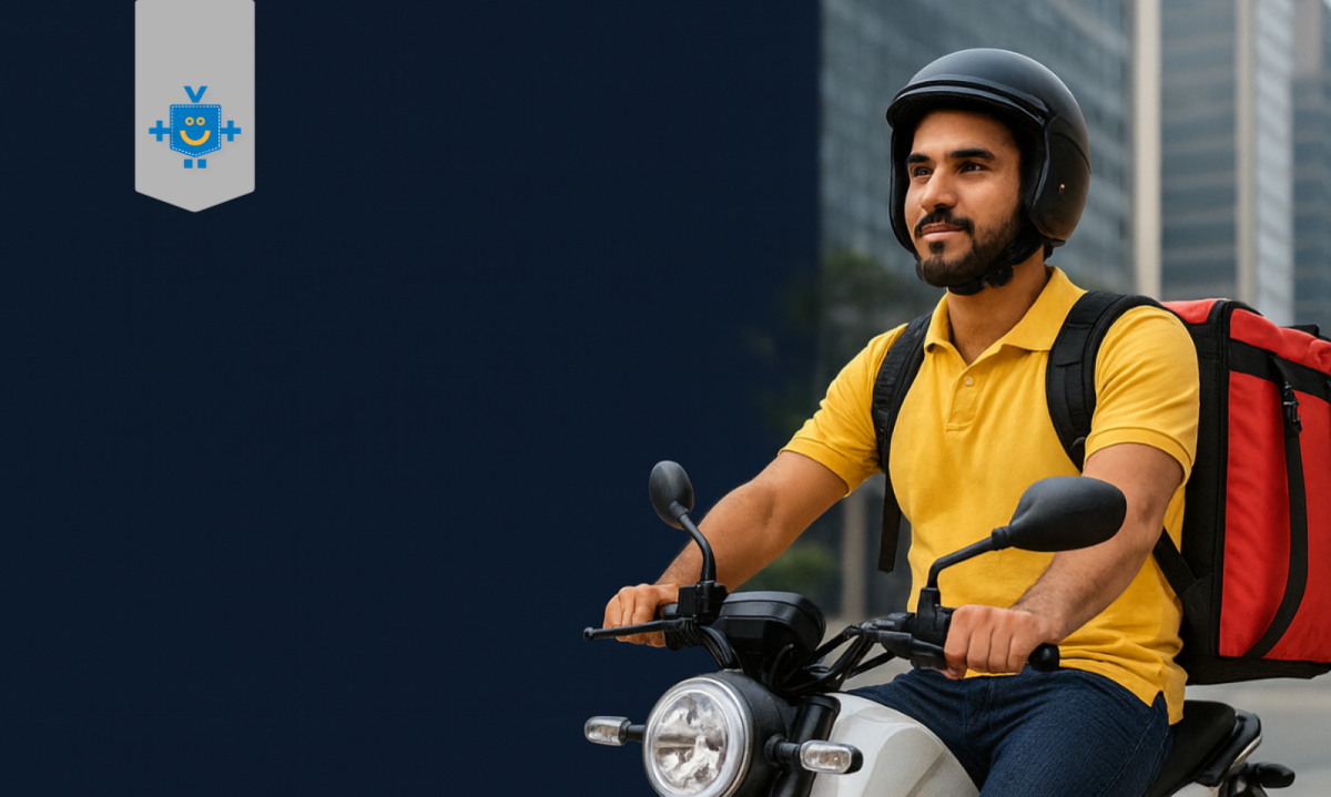 Entregador de aplicativo pilotando motocicleta na cidade, representando as novas opções de crédito do governo para comprar moto em 2025. -  (crédito: Reprodução Educando seu Bolso)