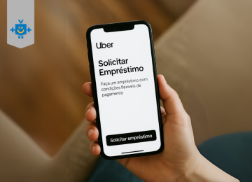 Pessoa segurando celular com aplicativo da Uber exibindo opção de solicitar empréstimo para motorista de app. -  (crédito: Reprodução Educando Seu Bolso)