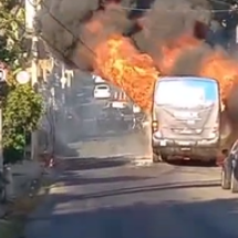 Vídeo mostra ônibus sendo destruído por incêndio na Grande BH - CBMMG/Reprodução