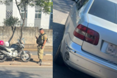 Acidente entre veículo e motocicleta aconteceu no Barreiro, em BH -  (crédito: CBMMG/Reprodução)