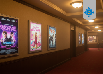 Corredor de um cinema com cartaz de filmes que ensinam coisas importantes sobre finanças. -  (crédito: Reprodução Educando Seu Bolso )
