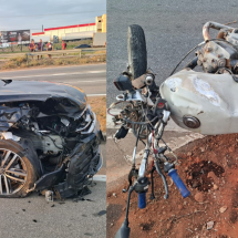 Batida entre moto e carro deixa dois em estado grave na BR-262 - PRF/Divulgação