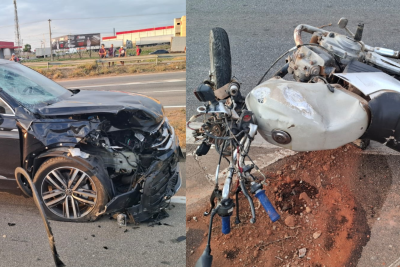 O condutor e a passageira da motocicleta (de 39 e 43 anos, respectivamente), ambos de Conceição do Pará, foram socorridos em estado grave -  (crédito: PRF/Divulgação)