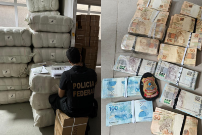 Mercadorias lotavam prédio e foram removidas para contabilização da Receita Federal
 -  (crédito: Divulgação/Polícia Federal)