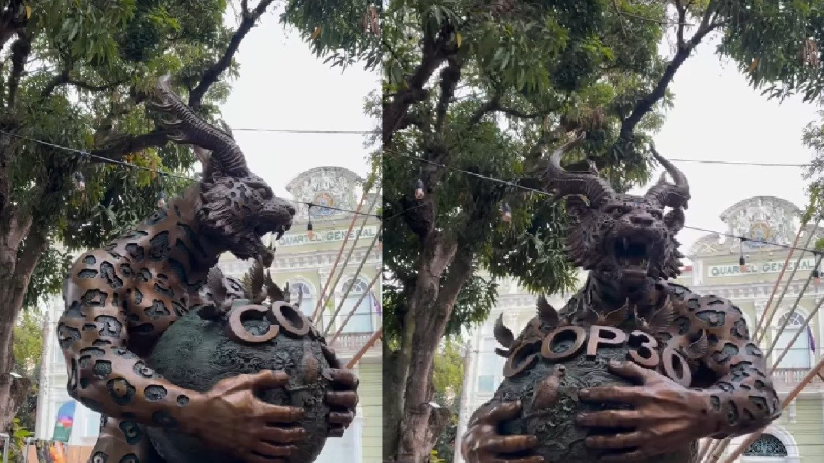O que significa a escultura 'dragão onça' que viralizou na COP30 - Reprodu&ccedil;&atilde;o/Redes Sociais