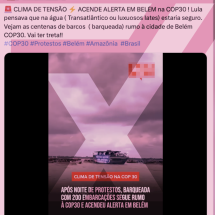 Barqueata em Belém foi protesto pacífico por causas climáticas - Reprodução/Comprova