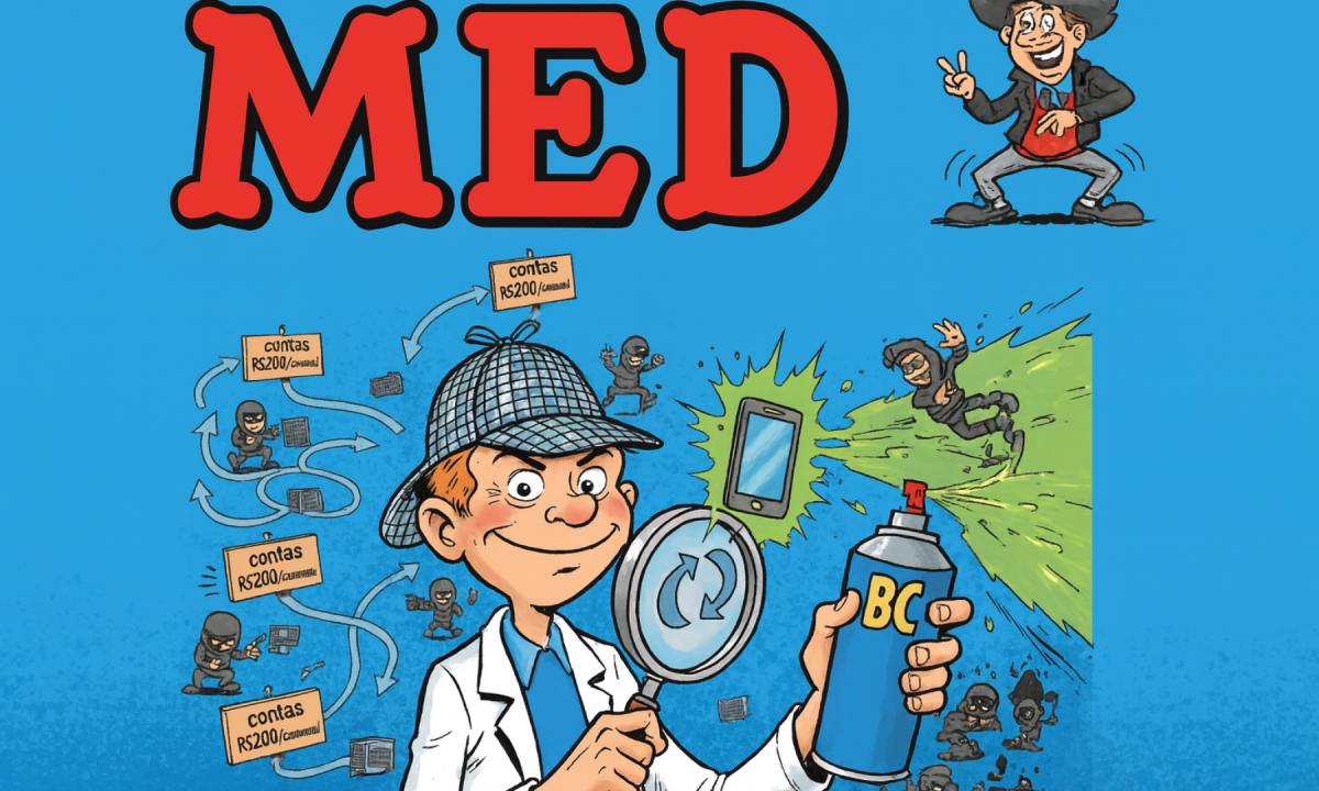 Quadrinhos mostrando como o MED ajuda o BC a proteger o sistema financeiro, identificando fraudes e rastreando operações suspeitas. -  (crédito: Reprodução Educando seu Bolso)