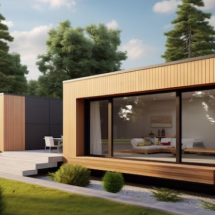 É uma residência construída por módulos pré-fabricados em fábrica, transportados e montados no terreno