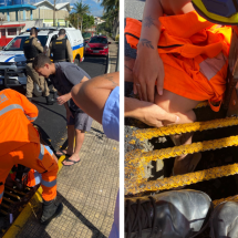 Jovem cai em bueiro, fica com a perna presa e é resgatada pelos bombeiros - Divulgação/CBMMG