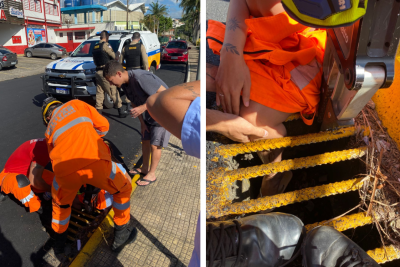 Jovem escorrega, cai no bueiro e fica com a perna presa em Extrema, no Sul de Minas -  (crédito: Divulgação/CBMMG)