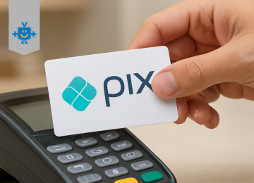 Pessoa aproximando um cartão na maquininha com o símbolo do Pix, representando o Pix Parcelado.  -  (crédito: Reprodução Educando Seu Bolso)