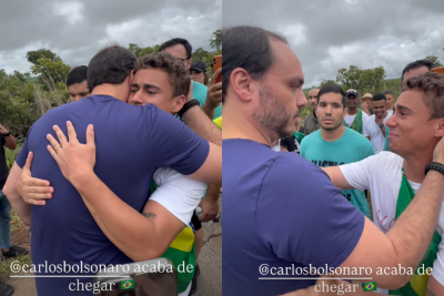 Carlos Bolsonaro encontrou o grupo na manhã desta terça-feira (20) -  (crédito: Reprodução/Redes Sociais)