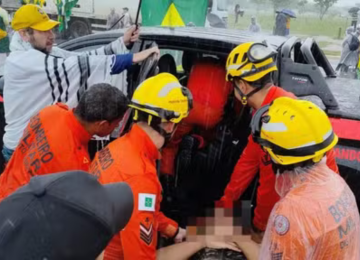 Grupo estava concentrado no Eixo Monumental enquanto aguardava a chegada do deputado federal Nikolas Ferreira à capital federal -  (crédito: Reprodução/Redes Sociais)