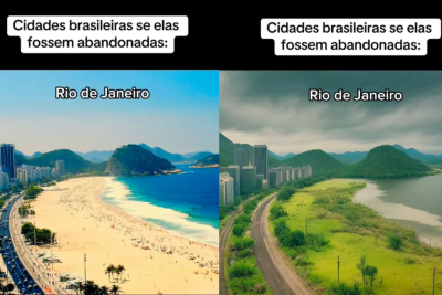<p>Recentemente, vídeos mostrando como seriam algumas cidades brasileiras abandonadas ganharam as telas do Tik Tok. Com o uso da Inteligência Artificial (IA), as paisagens passaram a ter contornos sombrios.</p>
 -  (crédito: Reprodução/TikTok/@huiop)