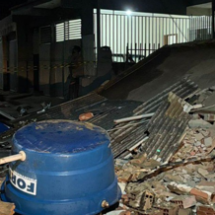 Casa desaba depois de chuva forte no interior de MG - Corpo de Bombeiros/Reprodução