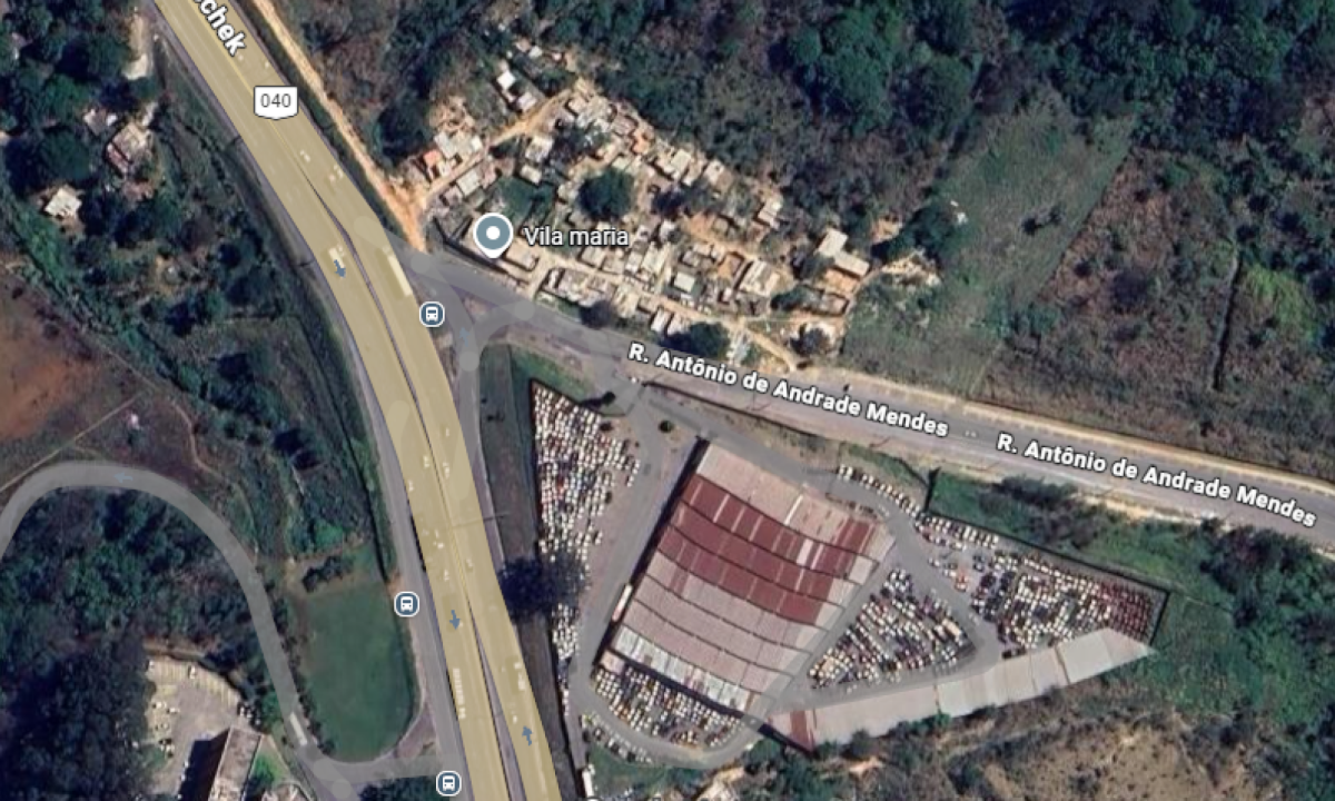 Vila Maria visto de cima. A comunidade &eacute; cercada pela Rua Ant&ocirc;nio de Andrade Mendes e pelo Anel Rodovi&aacute;rio