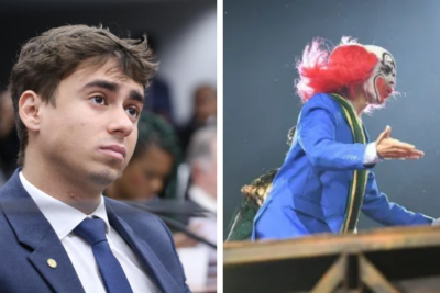 Nikolas Ferreira comentou o desfile da Acadêmicos de Niterói, que levou à Sapucaí um enredo dedicado a Lula -  (crédito: REDES SOCIAIS/REPRODUÇÃO; RIOTOUR/REPRODUÇÃO)