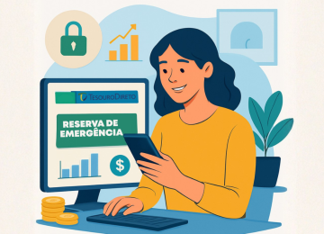 Imagem de uma pessoa usando o celular para montar um tesouro reserva. -  (crédito: Reprodução Educando Seu Bolso)