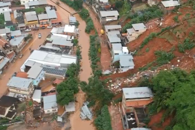 Imagens aéreas mostram destruição provocada pelas fortes chuvas, em Juiz de Fora -  (crédito: Mateus Parreiras/EM/D.A.Press)