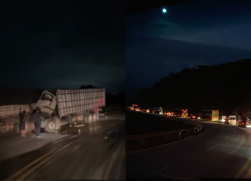 Acidente aconteceu na altura de São Gonçalo do Rio Abaixo, na Região Central de Minas Gerais -  (crédito: Redes Sociais/Reprodução)