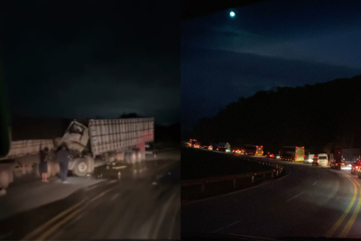 Acidente aconteceu na altura de São Gonçalo do Rio Abaixo, na Região Central de Minas Gerais -  (crédito: Redes Sociais/Reprodução)