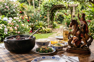 O feij&atilde;o preto, ingrediente central da feijoada, &eacute; considerado uma oferenda a ao orix&aacute; Ogum, uma comida sagrada -  (crédito: Imagem gerada por IA)