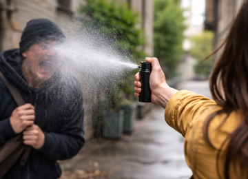 Mulher dispara spray de pimenta em ladrão; imagem meramente ilustrativa -  (crédito: imagem gerada por inteligência artificial/acervo Estado de Minas)
