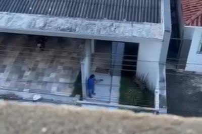 Testemunhas registraram a ação do homem suspeito de atirar e matar o cachorro  -  (crédito: Reprodução/redes sociais)