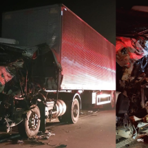 BR-381: batida entre carreta e caminhão deixa motorista com perna amputada - Corpo de Bombeiros/Reprodução