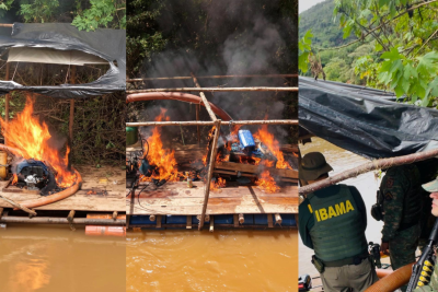 No momento da chegada das equipes, os trabalhadores fugiram para uma área de mata e não foram localizados -  (crédito: PMMG/Reprodução)