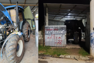 As equipes localizaram o maquinário escondido dentro de uma oficina às margens da rodovia -  (crédito: PMRv/Reprodução)