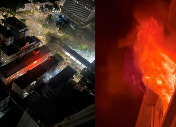 O incêndio começou por volta das 2h20, em um imóvel localizado no 4º andar de um edifício -  (crédito: Corpo de Bombeiros/Reprodução)