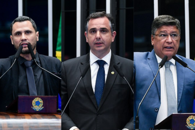 Os senadores Cleitinho Azevedo (Republicanos) e Carlos Viana (PSD) afirmaram que votarão contra a indicação de Jorge Messias -  (crédito:  Pedro França, Roque de Sá e Jefferson Rudy/Agência Senado)