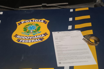 Caminhoneiro com mandado por pensão foi preso durante fiscalização na BR-251 -  (crédito: PRF/Reprodução)