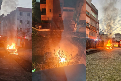 A ocorrência é tratada inicialmente como incêndio criminoso -  (crédito: Corpo de Bombeiros/Reprodução)