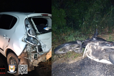 O motociclista sofreu fratura na perna esquerda, amputação de um dedo da mão esquerda, trauma craniano e hemorragia sem controle -  (crédito: PMRv/Reprodução)