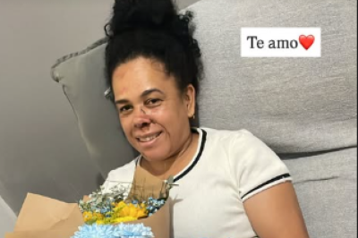 O momento da alta hospitalar foi compartilhado nas redes sociais pela filha da vítima, Thaine Eloisa -  (crédito: Redes Sociais/Reprodução)