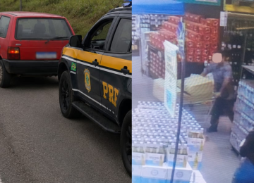 Com as características do automóvel repassadas às equipes, os policiais iniciaram buscas e localizaram um Fiat Uno trafegando pela BR-262 -  (crédito: PRF/Reprodução)