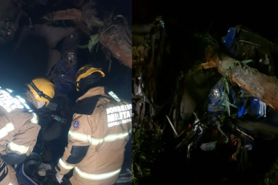 De acordo com os bombeiros, não houve vazamento de combustível -  (crédito: Corpo de Bombeiros/Reprodução)