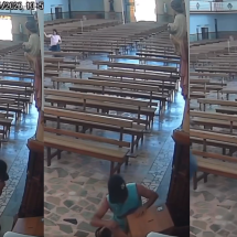 Dinheiro abençoado: homem ajoelha, 'reza' e furta igreja em MG; veja vídeo - Redes Sociais/Reprodução