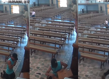 Fé ou encenação? Homem ajoelha para rezar e furta igreja em MG -  (crédito: Redes Sociais/Reprodução)